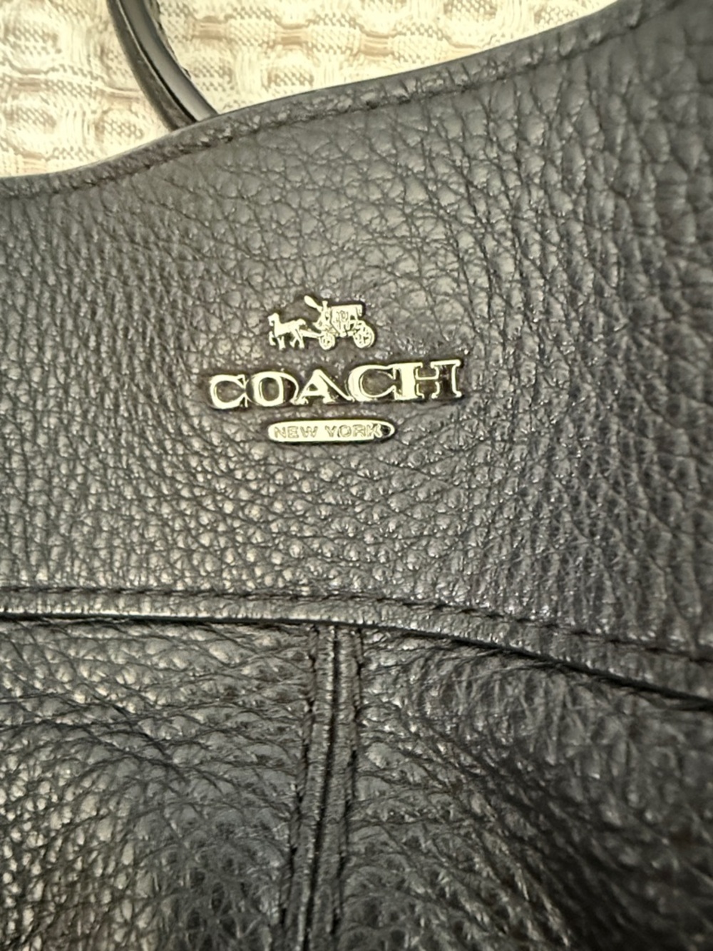 Coach Black Pebbled Leather Double-Strap Shoulder Tote - Picture 6 of 8